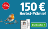 Angebot: 150 Euro Herbstprämie für 12 Monate Print und Digital mit Rotkehlchen und Bestellbutton